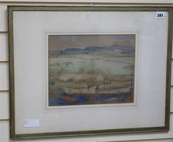 William Sydney Couser, watercolour, river landscape, signed, 9.5 x 12in.